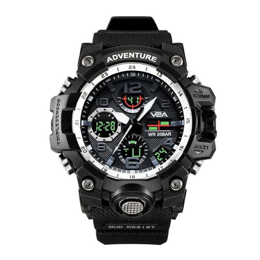 LX INDIA Analog Watch V2A Military Black silver Chronograph Analogue and Digital Sports Watch for Men