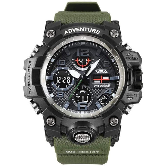 LX INDIA Analog Watch V2A Military Green Chronograph Analogue and Digital Sports Watch for Men