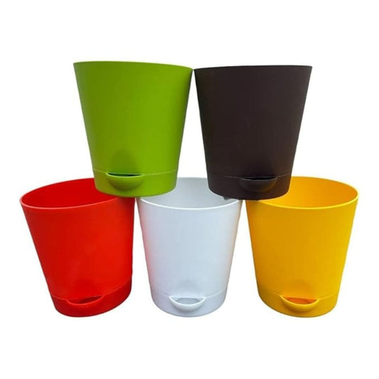 LX INDIA Self-watering plant pots Varshney Gardening Self-Watering Plastic Plant Pot with Tray (Multicolor)