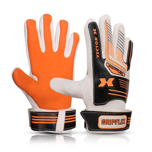 LX INDIA Football Glove Size 5 Vector X Gripflex Goalkeeper Goalie Soccer Football Gloves White Black Orange