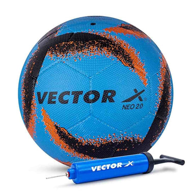 LXINDIA Football Vector X Neo Rubber Moulded Football with Pump SKY BLACK ORANGE