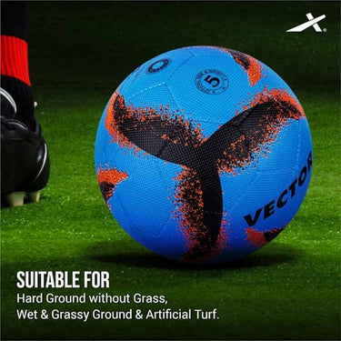 LXINDIA Football Vector X Neo Rubber Moulded Football with Pump SKY BLACK ORANGE