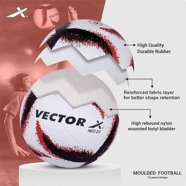 LXINDIA Football Vector X Neo Rubber Moulded Football with Pump White Black Red