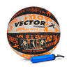 LXINDIA Basket Ball Vector X Power Basketball with Free Air Needle with Pump (BLACK WHITE ORANGE)