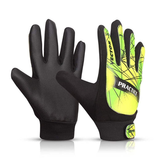 LX INDIA Football Glove Size 4 Vector X Practice Soccer Goalie Goalkeeper Gloves for Kids Boys Children (Black - Green)