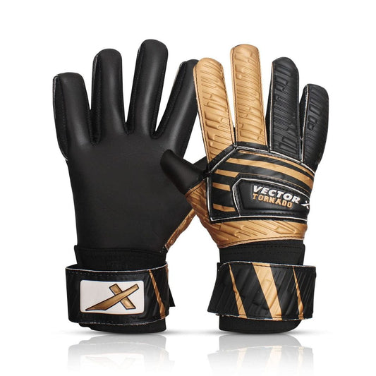 LX INDIA Football Glove Size 9 Vector X Tornado Adult Goalkeeper Gloves Black Gold