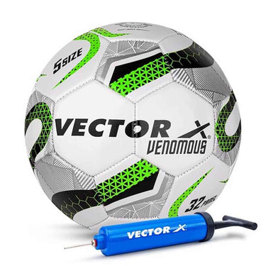 LXINDIA Football Vector X Vector X Venomous PVC Material Machine Stitched Football (White Green) Size 5