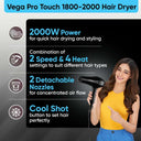 LXINDIA Dryer Vega VHDP-02 Professional Hair Dryer For Women &amp; Men (Pro Touch 1800-2000W)