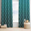 LXINDIA Curtains Vendola Printed 2 Piece Polyester Eyelets Blackout Opaque Curtains (7 Feet) Leafy Green