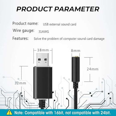 LXINDIA Sound Card ‎Verilux USB Sound Card USB to 3.5mm Jack USB Audio Adapter