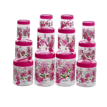 LXINDIA Containers Vetalic Plastic Containers(Set of 12 Pink)