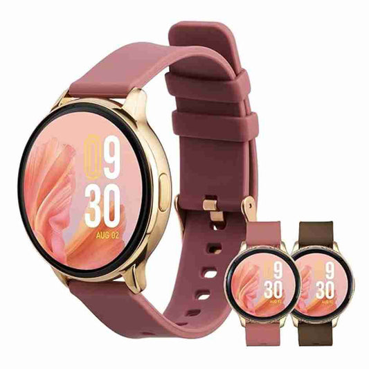 LX INDIA Smart Watch Vibez Smartwatch for Women with 2 Silicone Straps  (VBSWW27, Emerald, Gold)