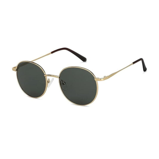 LX INDIA Sunglasses Frame Gold / Lens Green VINCENT CHASE EYEWEAR By Lenskart | Full Rim Round Sunglasses Unisex