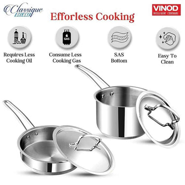 LXINDIA cookware Vinod Classique Deluxe Stainless Steel Cookware Combo (Set of 2 Pcs)