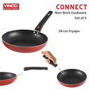 LXINDIA cookware Vinod Connect Non Stick Detachable Cookware Combo (Set of 3) with Bakelite Handle