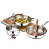 LXINDIA cookware Vinod Stainless Steel 3 Piece Induction Friendly Modena Set Kadai with Glass Lid