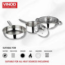 LXINDIA cookware Vinod Stainless Steel 3 Piece Induction Friendly Modena Set Kadai with Glass Lid