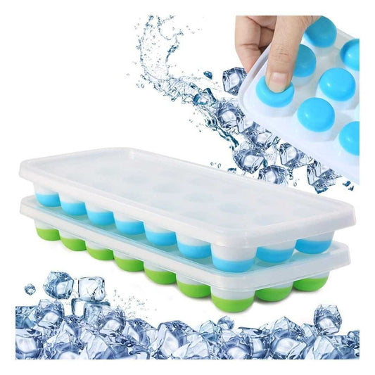 LX INDIA Ice Cube Tray Vn care 2 pcs 21 Cavity Pop Up Ice Cube Trays for Freezer with Lid