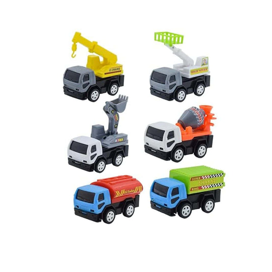 LXINDIA Toys VROOMS and WHEELS Plastic Push and Go Construction Truck set of 6