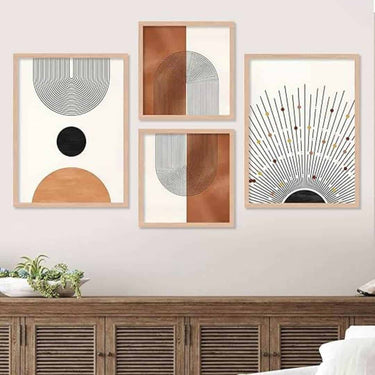 LXINDIA photo frame walllane Wood  Beige Colour Modern Art Painting  Set Of 4 Cate 036