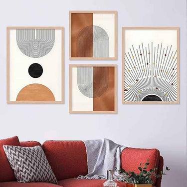 LXINDIA photo frame walllane Wood  Beige Colour Modern Art Painting  Set Of 4 Cate 036