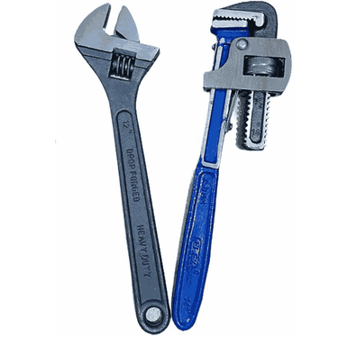 LXINDIA WallVilla Plumber Tool Combo 14inch Pipe Wrench and 12inch Adjustable Wrench