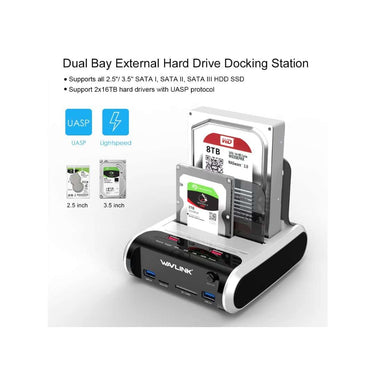 LXINDIA Dock Station WAVLINK SATA Dual Bay Hard Drive Docking Station