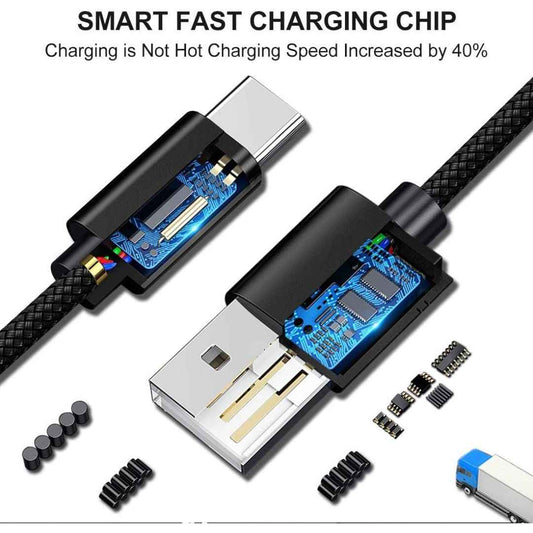 LX INDIA USB C & OTG Cables Wayona Type C 3Meter Nylon Braided 65W/3A Fast Charging USB C Long Cable (10 FT Pack of 1, Black)