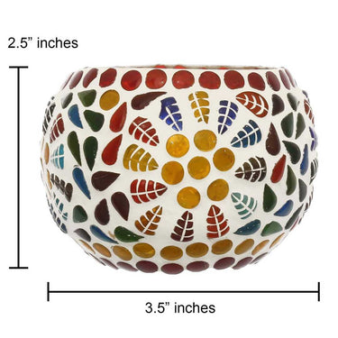 LX INDIA Candle Holders WebelKart Set of 2 Mosaic Glass (Multicolor, Glass)