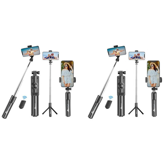 LX INDIA Selfie Sticks Pack of 2 WeCool Bluetooth Extendable Selfie Sticks with Wireless Remote and Tripod Stand