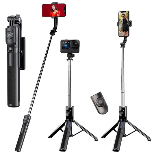 LX INDIA Mobile Tripods WeCool S2-Ultra Selfie Stick Tripod, 7sec Telescopic Pole with 45inc/114cm extendable Selfie Stick