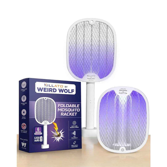 LX INDIA Mosquito Killer Racquet Weird Wolf 2 in 1 UV Light Foldable Mosquito Racket - White