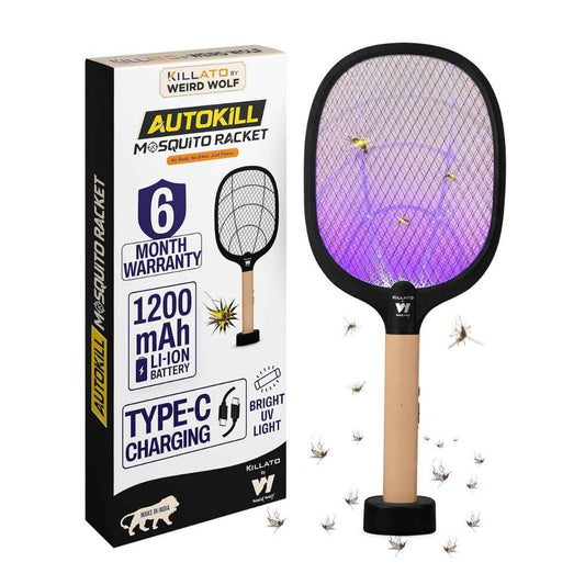 LX INDIA Mosquito Killer Racquet WEIRD WOLF 2 in 1 UV Light Mosquito Bat (Peach/Black)