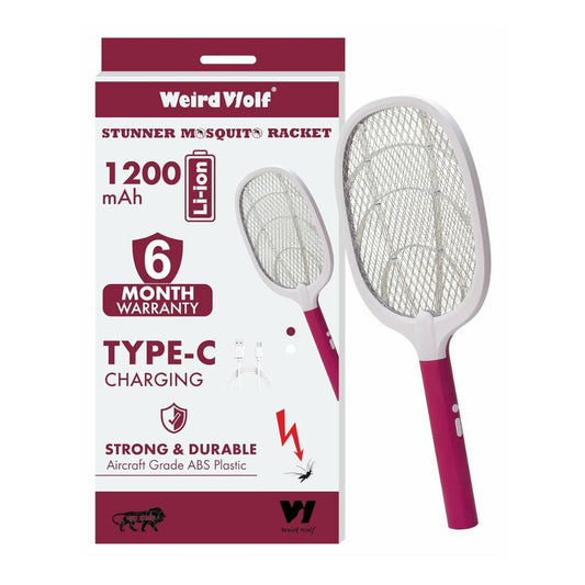 LX INDIA Mosquito Killer Racquet Weird Wolf Heavy Duty Mosquito Racket Bat (Maroon)