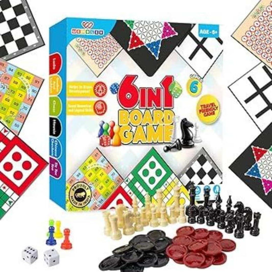 LX INDIA BOARD GAME Wembley 6 in 1 Classic Board Game for Kids & Adults | Ludo, Snake & Ladder, Chess, Checkers, Housie, Tic Tac Toe