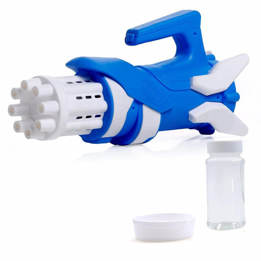 LX INDIA Bubble Machine Dark Blue Whimsy Gatling Bubble Gun for Kids, 8- Hole Bubble Gun Toy with 100ml Bubble Solution for Kids Above 3 Years