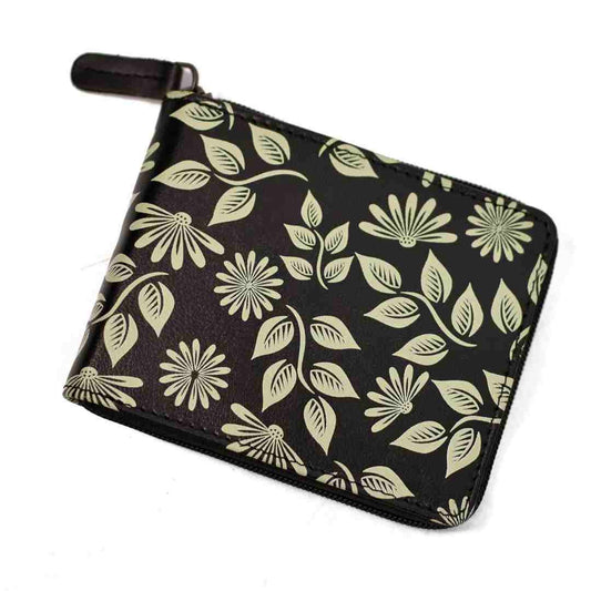 LXINDIA Wallets Black WildHorn Women’s Zip Around Wallet – Premium Leather Floral Print Purse