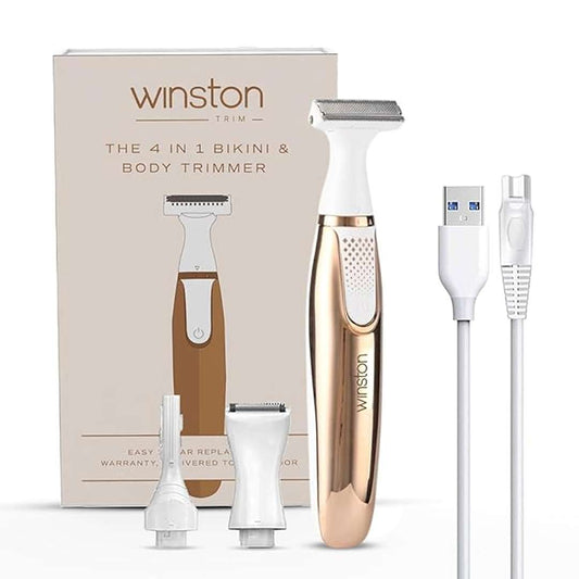 LX INDIA Trimmer WINSTON 4-in-1 Rechargeable Full Body & Bikini Trimmer for Women | Electric Shaver & Grooming Kit (Gold)