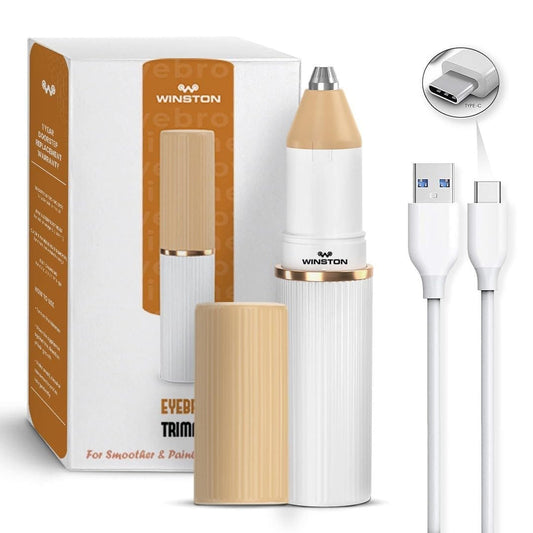 LX INDIA Eyebrow Trimmer and Plucker Winston Rechargeable Electric Eyebrow Trimmer for Women (White and Gold)