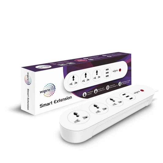 LX INDIA Smart Extension Code wipro Smart Wi-Fi Usb Extension Board With 3 Universal Socket & 3 Usb|Voice Control With Alexa&Google Asst(Pack Of 1,White)