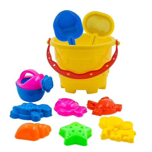 LX INDIA Beach Toys WISHKEY Sand Game Castle Building Plastic Beach Toy Set for Kids Summer Fun Creative Activity Playset &amp; Gardening Tool(Pack of 10, Multicolor)
