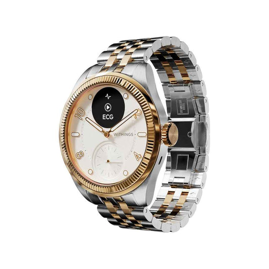 LX INDIA Smart Watch Gold-Silver Withings ScanWatch Nova Brilliant, Heart Health Hybrid Unisex Smartwatch