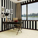 LXINDIA Wallpaper Wollzo White and Black Stripped self Adhesive Wallpaper Pack of 2 (45 x 500cm)