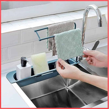 LXINDIA Sink organizer wolpin Kitchen Sink Organizer Plastic Wash Basin Storage Shelf (Blue)