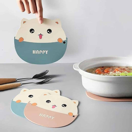 LXINDIA mats Wolpin Table Coasters Set of 3 Cats Heat Insulation Pad for Big Hot Pots