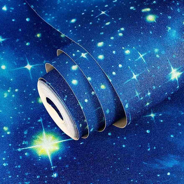 LXINDIA Wallpaper wolpin Wallpaper Non-Woven Non Adhesive Night Sky Design Kids Rooms Blue