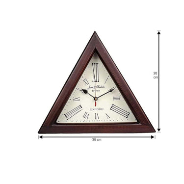 LXINDIA Clock Wooden Triangle Designer 12 Iinch Wall Clock (Brown)