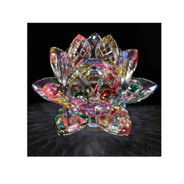 LXINDIA Show Piece Woogor Feng Shui Crystal Lotus Transparent Decorating Showpiece