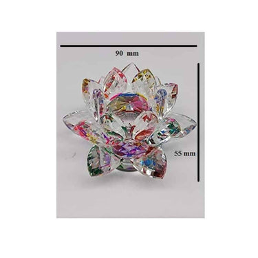 LXINDIA Show Piece Woogor Feng Shui Crystal Lotus Transparent Decorating Showpiece