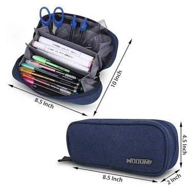 LXINDIA Pencil Box Wooum Fabric Pouch  (Navy Blue)